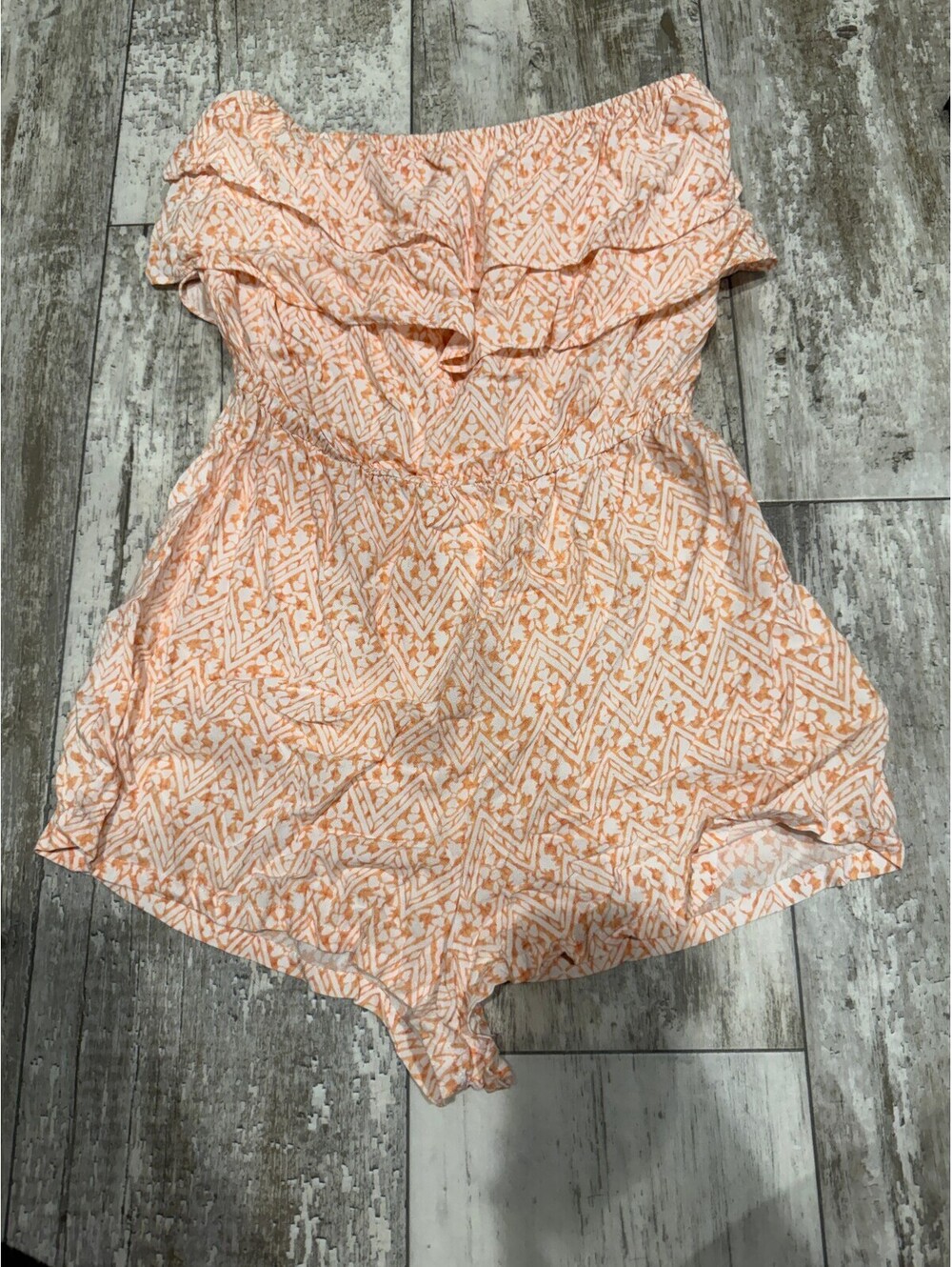 Pins and Needles M Strapless Romper Orange Boho Y2K